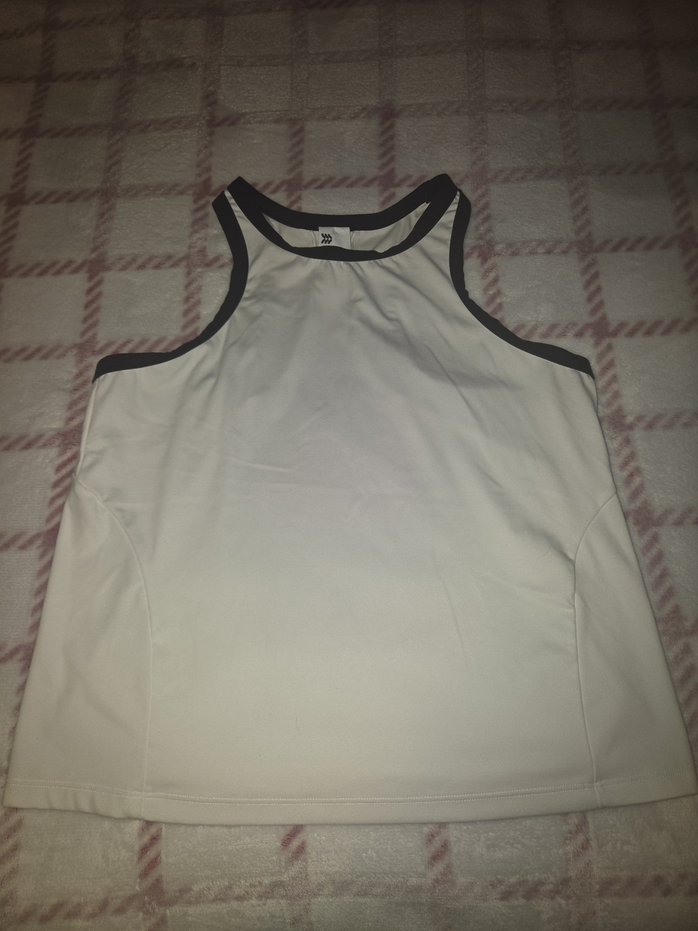 All In Motion White Black Trim High Neck Racerback Athletic Tank Top - Size L